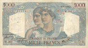 NOTES OF THE BANQUE DE FRANCE 1000 francs Banque de France. Billet. Minerve et Hercule, -