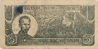 OTHER FOREIGN NOTES Vietnam. 5 dong gris-vert R/: brun-violet avec cachet local viet -