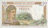 NOTES OF THE BANQUE DE FRANCE 50 francs Banque de France. Billet. Cérès, 26.8.1937, modifié -