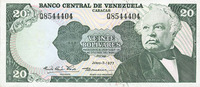 OTHER FOREIGN NOTES 20 bolivares Vénézuela. Banque Centrale. -