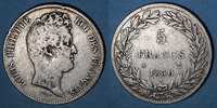 FRENCH MODERN COINS 5 francs Louis Philippe (1830-1848). sans le I, tranche en relief -