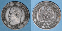 FRENCH MODERN COINS 2 centimes 2e empire (1852-1870). tête nue, Strasbourg. Tête de chien -
