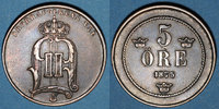 EUROPE 5 öre Suède. Oscar II (1872-1907). -