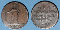 GERMANY before 1870 1 pfennig Brunswick-Calenberg-Hanovre. Georges III . 1781CES -