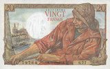 NOTES OF THE BANQUE DE FRANCE 20 francs Banque de France. Billet. pêcheur -