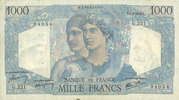 NOTES OF THE BANQUE DE FRANCE 1000 francs Banque de France. Billet. Minerve et Hercule, -
