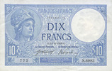 NOTES OF THE BANQUE DE FRANCE 10 francs Banque de France. Billet. Minerve, -