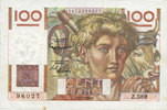 NOTES OF THE BANQUE DE FRANCE 100 francs Banque de France. Billet. jeune paysan, 4.3.1954, filigrane inversé -