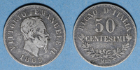 EUROPE cent Italie. Victor Emmanuel II (1861-1878). 50 ésimi Milan -