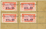OLD FRENCH COLONIES Côte d'Ivoire, exceptionnel bloc de 4 timbres-monnaies de 0,10 F -