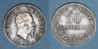 EUROPE 50 centesimi Italie. Victor Emmanuel II (1861-1878). Milan -