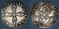 FRENCH ROYAL COINS 1/8 d'écu Charles X, roi de la Ligue (1589-1590). et point 18e. Paris -