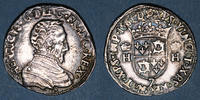 FRENCH ROYAL COINS Teston Charles IX (1560-74). Monnayage au nom de Henri II. du Dauphiné et rose. Grenoble -