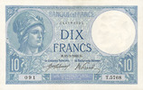 NOTES OF THE BANQUE DE FRANCE 10 francs Banque de France. Billet. Minerve, -