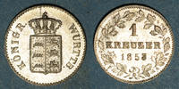 GERMANY before 1870 1 kreuzer Wurtemberg. Guillaume I (1816-1864). -