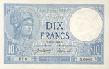 NOTES OF THE BANQUE DE FRANCE 10 francs Banque de France. Billet. Minerve, -