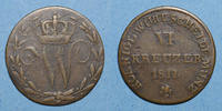 GERMANY before 1870 6 kreuzer Wurtemberg. Guillaume I (1816-1864). -