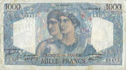 NOTES OF THE BANQUE DE FRANCE 1000 francs Banque de France. Billet. Minerve et Hercule, -