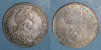 FRENCH ROYAL COINS Louis XIV (1643-1715). 1/2 écu à la mèche courte Point -