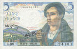 NOTES OF THE BANQUE DE FRANCE 5 francs Banque de France. Billet. berger, -