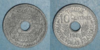 OLD FRENCH COLONIES 10 centimes Tunisie. Mohammed al -Amine, bey (1362-76H). petit module -