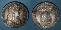 FRENCH ROYAL COINS Ecu Louis XIV (1643-1715). Ecu de Béarn à la mèche longue Morlaas -