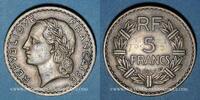 FRENCH MODERN COINS 5 francs Gouvernement provisoire (1944-1947). Lavrillier bronze d'aluminium -