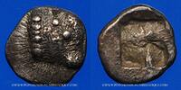CELTIC COINS Marseille. Hémiobole milésiaque à la tête de veau, 500-470 AC. Type du trésor d'Auriol -