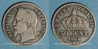 FRENCH MODERN COINS 50 centimes 2e empire (1852-1870). tête laurée Strasbourg -
