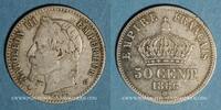 FRENCH MODERN COINS 50 centimes 2e empire (1852-1870). tête laurée Strasbourg -