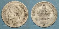 FRENCH MODERN COINS 20 centimes 2e empire (1852-1870). tête laurée petit module Bordeaux -