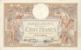 NOTES OF THE BANQUE DE FRANCE 100 francs Banque de France. Billet. Merson 20.10.1938, modifié -