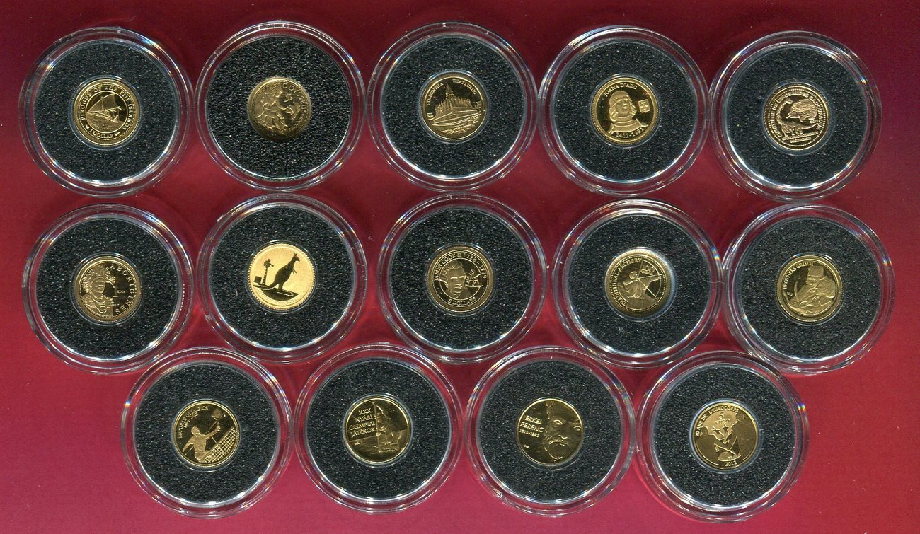 14 goldmünzen in dekorativer holzbox 2010-2012