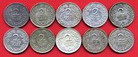 Deutsches Reich 10 x 2 Reichsmark Lot Kursmuenzen -