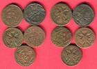 Russland 5 x 1 Denga Lot aus 5 x 1 Denga (1/2 Kopeke) -