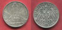 Sachsen, Saxony German Empire 3 Mark Silber Völkerschlachtdenkmal Leipzig Napoleon Defeat -