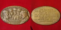 Germany Deutschland Karl Götz Medaille Quer Oval Bronze Medaille Guß cast Kulturträger Nikolaus II., Poincare, George V. Kolonialtruppen Satire -