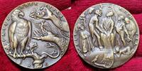 Deutschland Germany Karl Goetz Bronze Gußmedaille Bronze Cast Blackene Weltrichter Antwort Präsident Wilsons auf die deutsche Friedensnote -