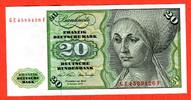 Western Germany FRG Bundesrepublik Deutschland 20 DM Deutsche Mark Banknote Elisabeth Tucher Dürer Geige mit Bogen, Klarinette Erste Serie GE ... F -