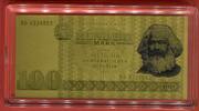 DDR 0,5 Gramm Goldnote 100 Mark Banknote - Karl Marx - Straße Unter den Linden -