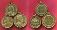 Germany Preußen Prussia Kaiserreich 3 Messing Medaillen mit Ösen Brass Dreikaiserjahr, Wilhelm I. Friedrich III. Wilhelm II. -