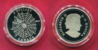 Kanada 3 Dollars Silbermünze Spinne und Spinnennetz (mit Farbapplikation) -