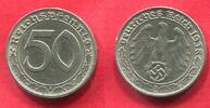 Deutschland 1933-1945 50 Pfennig Scarce Type Seltener Typ viele wieder eingeschmolzen -