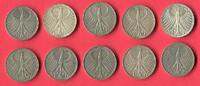 Deutschland, BRD 10 x 5 Mark Silbermünzen Lot aus 10 Silberadlern -