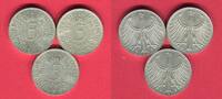 Deutschland, BRD 3 x 5 Mark Silbermünzen Lot aus 3 Silberadlern -