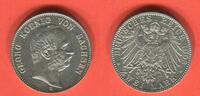 Sachsen, German Empire State of Saxonia 2 Mark Silber Kursmünze Kursmünze, König Georg -