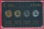 Lettland 4 x 2 Euro veredelt Edelmetall-Set verziert mit Rotgold, Gelbgold, Ruthenium & Platin -