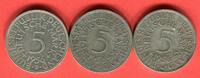Bundesrepublik Deutschland 3 x 5 DM - Deutsche Mark Silberadler Lot D F J - kompletter Jahrgangssatz -