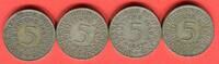 Bundesrepublik Deutschland 4 x 5 DM - Deutsche Mark Silberadler Lot D F G J - kompletter Jahrgangssatz -