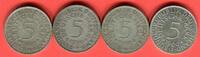 Bundesrepublik Deutschland 4 x 5 DM - Deutsche Mark Silberadler Lot D F G J - kompletter Jahrgangssatz -